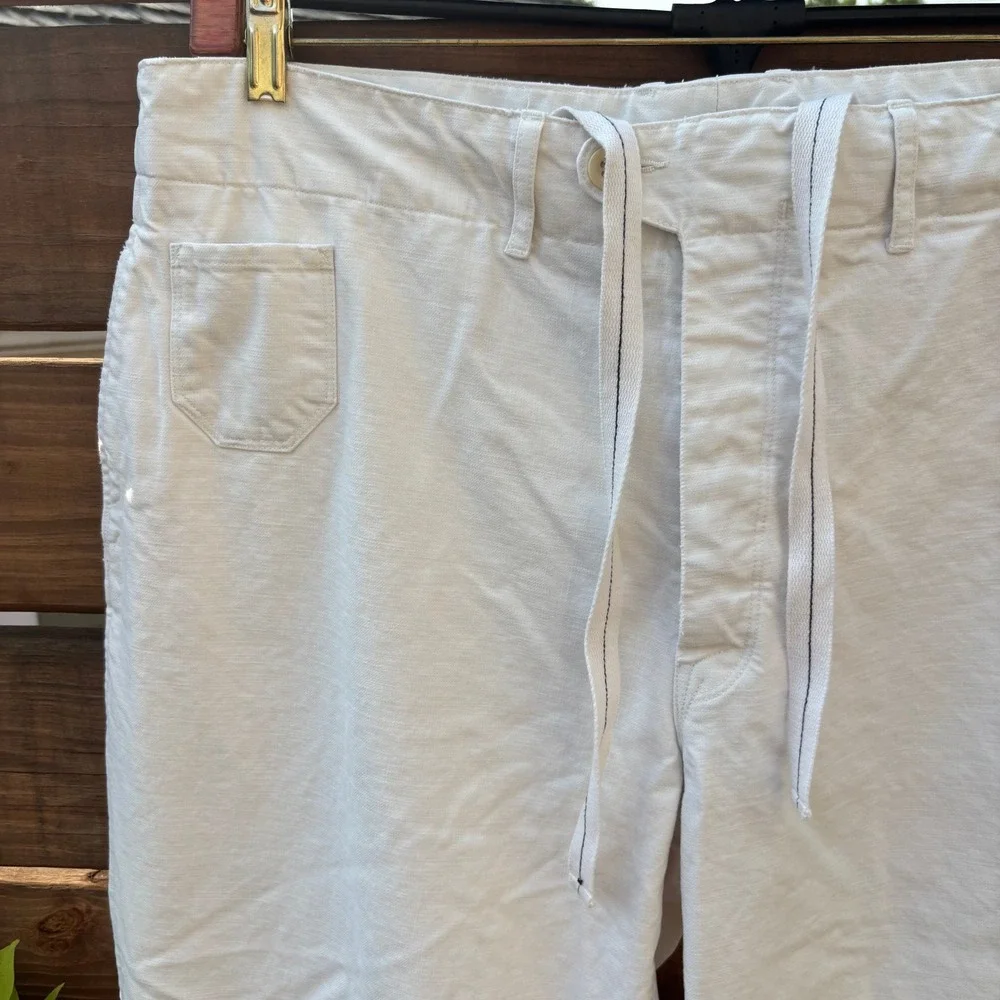 Polo Ralph Lauren Drawstring Pants Mens 40/30 White Cotton Canvas Good Condition
